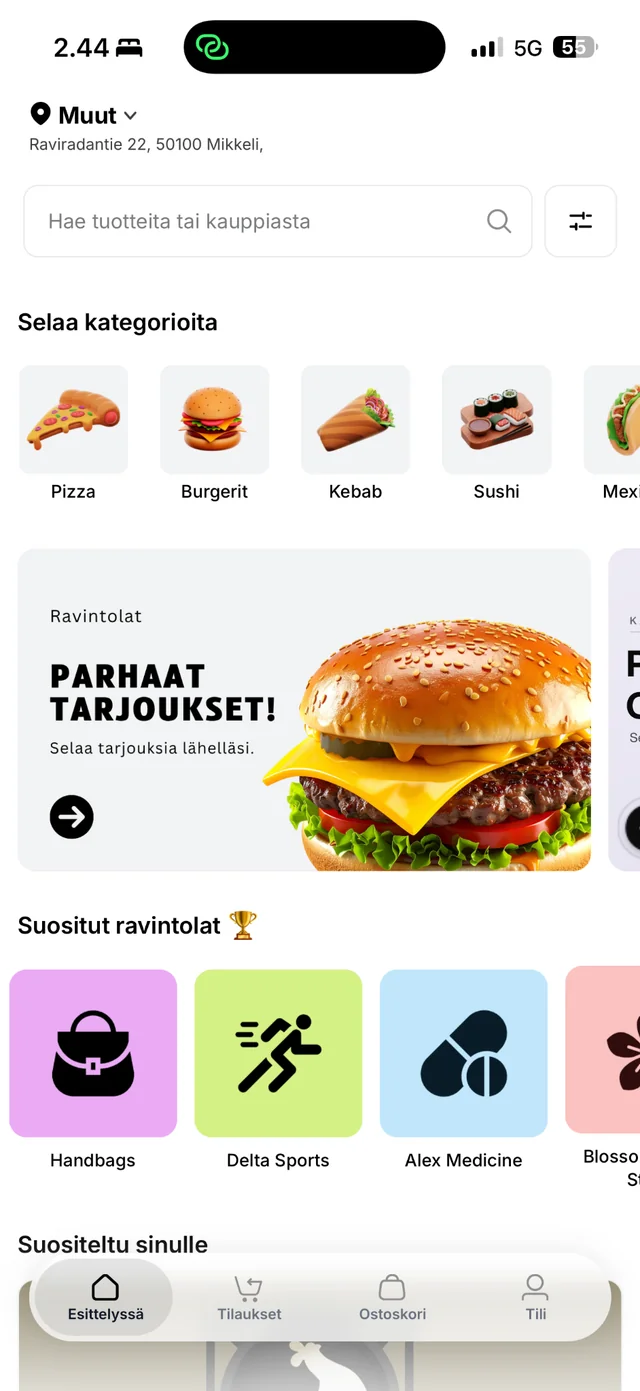 Yumfood-sovelluksen tarjoukset ja kauppiaat